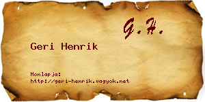 Geri Henrik névjegykártya